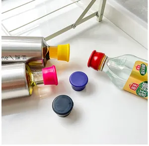 Food grade silicone wine bottle cap reusable sealing stopper candy color kitchen tool freshness