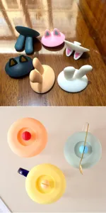 Creative cartoon silicone cup lids with animal ear and bell handles for dust-proof use