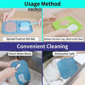 Guida al tappetino in silicone per animali con ventose per alimentazione lenta e pulizia facile.