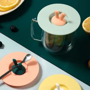 Niedlicher Silikon-Tassendeckel in Hasenform, hitzebeständiger Staubschutzdeckel