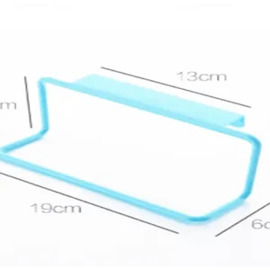 Blue over-the-cabinet door towel rack single rod for kitchen rag storage 19x13x6cm