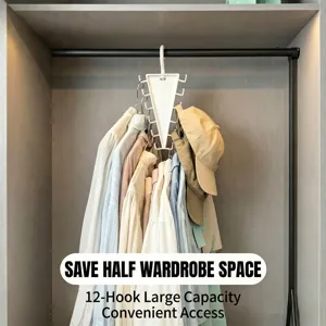 Multifunctionele V-Vormige Dubbelzijdige Opberghanger Ruimtebesparende Garderobe Organizer Met Roterende Bovenste Haak