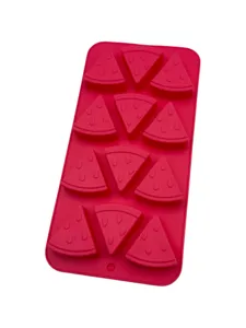 High-quality red silicone baking mold featuring detailed watermelon slice shapes for DIY cakes