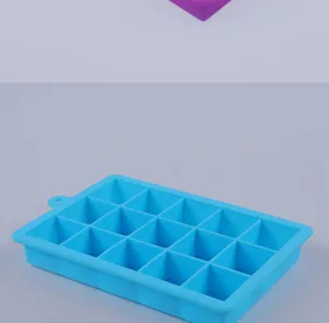 Bac à glaçons en silicone 15 grilles moule bleu flexible pour cuisine à la maison DIY