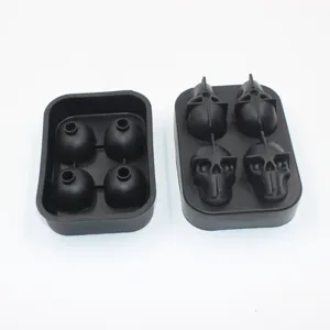 Molde creativo de silicona para cubitos de hielo de 4 calaveras para Halloween whisky