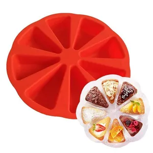 Silicone Cake Mold Eight Cavity Non Stick Baking Pan For Mousse Chocolate Pizza Round Scone Triangle Portion Slices Pastry Tool