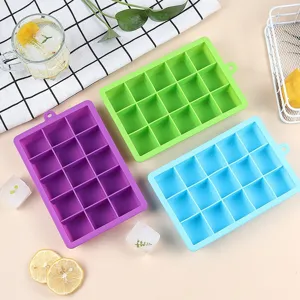 Set de bacs a glacons en silicone a 15 grilles, moule carre souple DIY pour cuisine maison.
