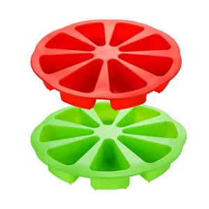 Professional 8-cavity silicone pizza cake mold for mousse and chocolate baking in red and green