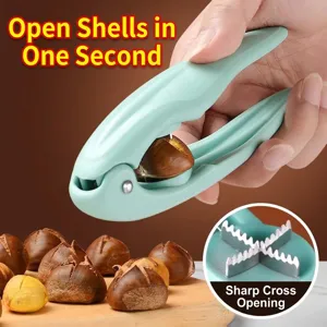 Ergonomic manual chestnut sheller tool with sharp stainless steel cross blade for kitchen
