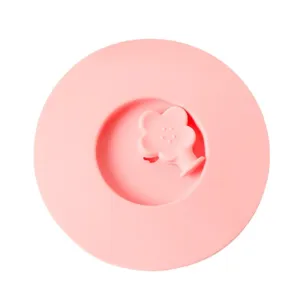 Pink silicone flower cup lid for coffee or tea mugs, 10cm food-grade dustproof cover