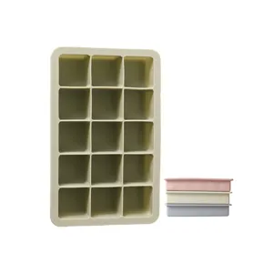 Professional 15-grid silicone ice cube tray for large ice cubes, flexible food-grade mold.