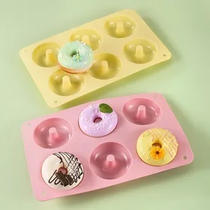 Moldes de silicona para donuts de 6 cavidades en colores macaron para repostería casera