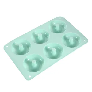 Molde de silicona para donuts de 6 cavidades en color verde menta para repostería