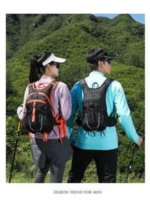 Close-up detail of breathable Oxford cloth running backpacks for outdoor hiking and cycling