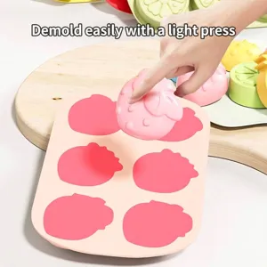 Fruit-shaped silicone cake mold for DIY baking with easy release strawberry pattern