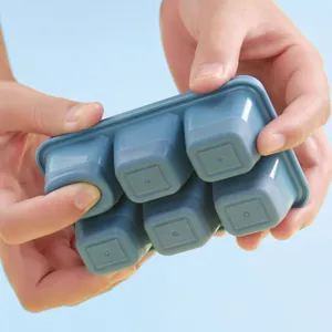Durable blue 6-grid ice cube tray with soft bottom design for easy ice cube release