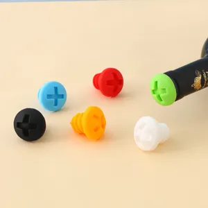 Food Grade Silicone Wine Bottle Stopper Sealing Cap Reusable Candy Color Wine Sealer Plug For Home Bar Kitchen Drinkware