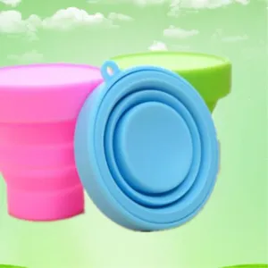 Gobelets de voyage pliables en silicone avec couvercles, couleurs vives pour le camping