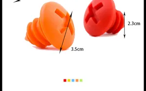 Detailansicht mit Abmessungen kreativer silikon-weinstopfen in schraubenform, rot-orange.
