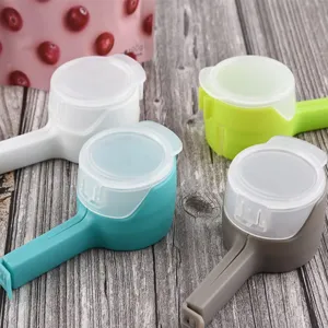 Multifunctionele afsluitclip voor voedselzakken met schenktuit en deksel, in 4 kleuren