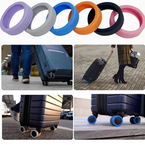 Silicone luggage wheel covers for noise reduction and protection in multiple colors