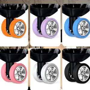 Durable silicone suitcase wheel protectors in multiple colors for noise reduction and protection