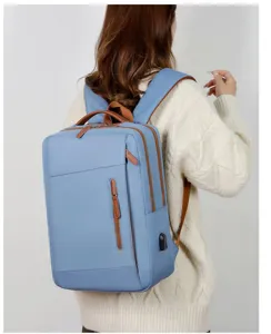 Blauwe uitbreidbare laptoptas voor reizen en zakelijk gebruik met USB-poort - Detailweergave