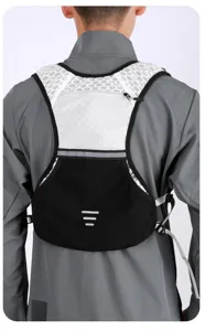 Back view of a lightweight breathable running vest backpack for marathon and hiking