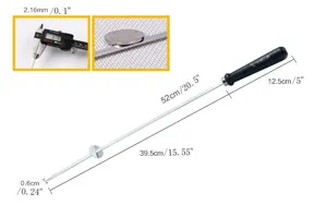 Detaillierte Maße des 52 cm Edelstahl-Grillspießes mit Angabe von Länge und Dicke