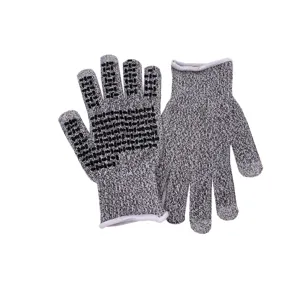 Detailed view of Level 5 cut-resistant work gloves with anti-slip palm dots