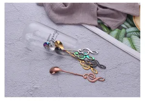 Creative music note stainless steel coffee spoons in various colorful metallic finishes
