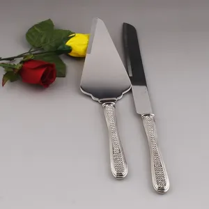 Stainless Steel Cake Knife And Shovel Set With Rhinestone Handle Serrated Bread Pizza Cutter For Wedding Birthday Party Kitchen Tools