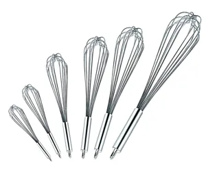Set aus sechs Premium-Edelstahl-Schneebesen in verschiedenen Größen für Profi-Bäcker