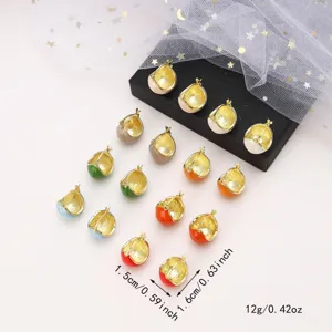 Detailed dimensions of retro enamel hoop earrings showing size and weight specs