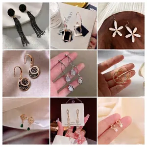 Vintage Tassel Heart Stud Earrings For Women Elegant Alloy Rhinestone Drop Earrings With 925 Sterling Silver Post Fashion Jewelry