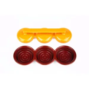 Details of the 3-hole plastic mini burger press mold for BBQ patty making and tool.