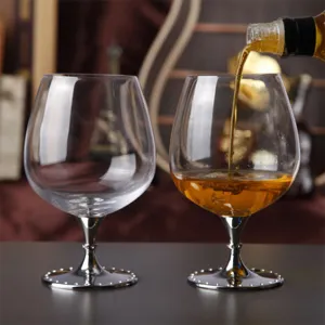 Kreatives Kristallglas Brandyschwenker Mit Strass Eingelegter Metallbasis Gold Roségold Weinglas Für Hochzeitsbankett Heim