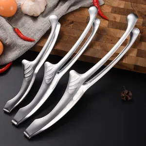 Professional stainless steel Korean BBQ tongs and food tweezers for outdoor grilling and kitchen.