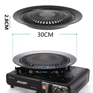 Vista detallada de la plancha de grill coreana antiadherente negra de 30 cm