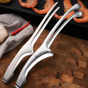 Professional stainless steel BBQ food tweezers for precision grilling and serving.