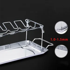 Detail view of 1.0-1.5mm thickness on stainless steel chicken leg rack