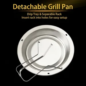 Abnehmbare Bratenpfanne aus Edelstahl mit Hähnchengrill für Outdoor-Camping und BBQ