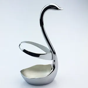 Élégant support de couverts en argent en forme de cygne pour cuillères à dessert