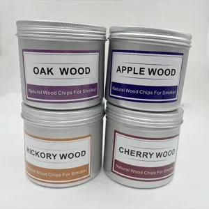Juego de 4 astillas de madera naturales para ahumador: roble, manzana, nogal y cerezo.