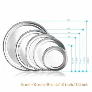 Set di teglie tonde per pizza in metallo, disponibili nelle misure 6, 8, 9, 10 e 12 pollici