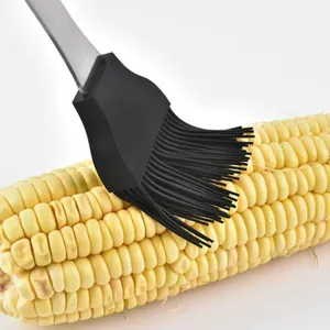 Professioneller schwarzer Grillpinsel aus Silikon mit Edelstahlgriff für Maiskolben