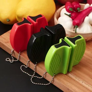 Mini Portable Double Sided Knife Sharpener With Chain Manual Sharpening Tool For Kitchen Outdoor Camping Home Gadget