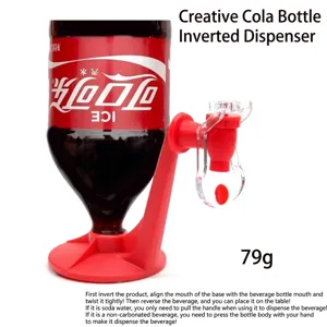 Universal portable red plastic inverted soda beverage dispenser for home and office use
