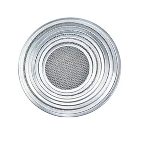 Professional set of round aluminum pizza mesh screens for baking perfectly crispy crusts
