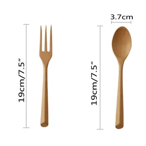 Kreatives Buchenholz Gabel und Löffel Set, 19cm japanischer Stil Holzbesteck für Küche.